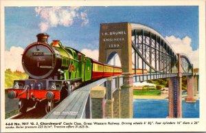 Postcard 4-6-0 No. 7017 G.J. Churchward Castle Class Great Western Railway Train