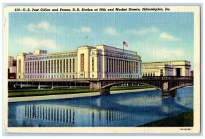 1953 US Post Office Building Penna RR Station Philadelphia Pennsylvania Postcard
