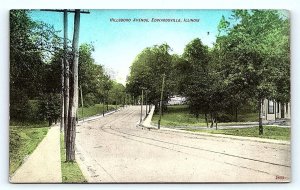 EDWARDSVILLE, IL Illinois ~ HILLSBORO AVENUE Street Scenec1910s Postcard