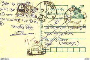 India Postal Stationery Tiger 25 Jaipur cds