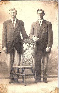 RPPC Postcard of Two Men Wicker Chair Sent to Los Angeles c1915