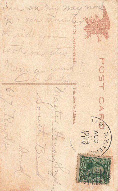 Hartford CT Luna Park Merry-Go-Round, Postcard 