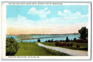 1936 The Sam-o-set Pretty Shore Drive, View of Breakwater Rockland ME Postcard 