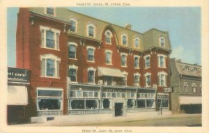 St Johns Quebec Canada Hotel St Johns  1938 White Border Postcard