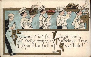 HBG HB Griggs Thanksgiving Chefs with Turkey Butler c1910 Postcard