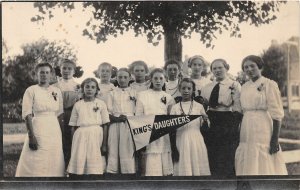 H90/ Interesting RPPC Postcard c1910 King's Daughters Pennant Women 185