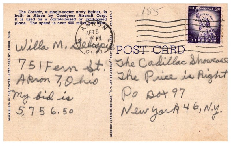 Ohio  Navy Corsair Fighter over Akron Stadium