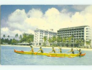 Pre-1980 RIGOR CANOE BOATS AT SURFRIDER HOTEL Honolulu Hawaii HI HQ2151