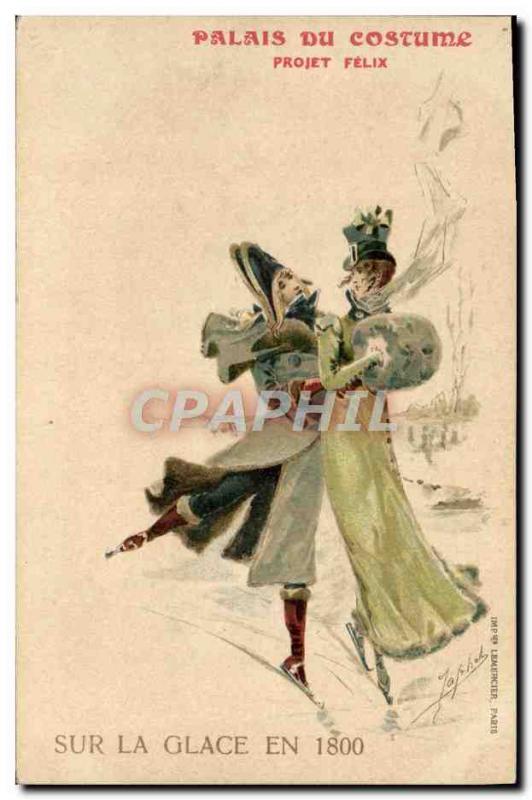 VINTAGE POSTCARD Patinage Iceskates On the ice in 1800 Palat