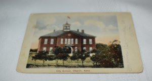 City School Oberlin Kansas Postcard Made in Germany W. T. Stevenson