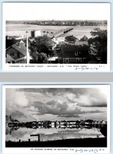 2 RPPC Postcards BATHURST, NOVA SCOTIA Canada ~ Panoramas The Paper Town 1952