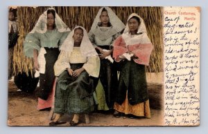 CHURCH COSTUMES MANILA PHILIPPINES TO WEST VIRGINIA POSTCARD 1907