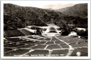 Hollywood Bowl Sitting 20,000 California Amphitheatre Real Photo RPPC Postcard