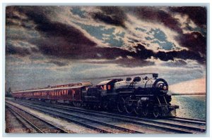 1910 Twentieth Century Limited Leaving Chicago Locomotive Train Vintage Postcard