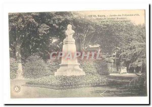 Tours Postcard Old Garden of sinecures & # 39Oe Meusnier General Statue M Var...