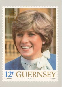 Princess Diana Royal Wedding Guernsey Post Office 12P Unused Postcard C6