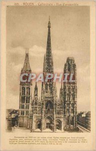 Old Postcard Rouen Cathedral Overview