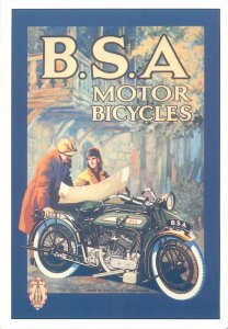 Postcard Advertising BSA motor bicycles woman man costume draw art balcony UK