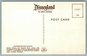 Postcard Anaheim CA c1967 Disneyland Tomorrowland Super Autopia Defunct 1-331