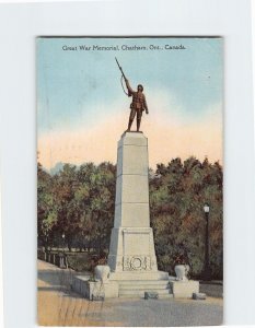 Postcard Great War Memorial, Chatham, Canada