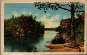 USA The Jaws Entrance Upper Dells Of The Wisconsin River Linen Postcard 03.73