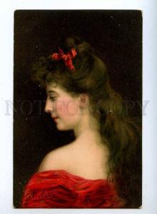 189687 Lady LONG HAIR Red Bow by Angelo ASTI vintage color TSN