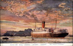 Steamship Boats, Ships Andania Antonia Ausonia Cunard c1900s-20s Postcard