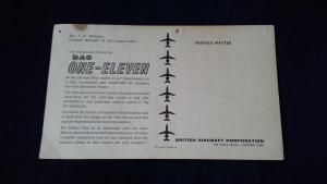 Photocard Infocard Postcard aer Lingus Choses BAC One Eleven