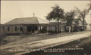 Delanson NY Wm Tiffany & Sons Filling Gas Station Real Photo Postcard