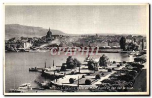 Postcard Old Geneva Quai du Mont Blanc and City View