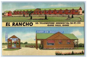 Idaho Falls Idaho ID Postcard El Rancho Motel Exterior Roadside c1940's Vintage