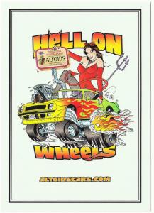 Altoids Mints Hell on Wheels Pinup Cartoon Postcard 2002