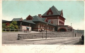 Vintage Postcard Union Station Historical Landmark Springfield Massachusetts MA