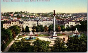 VINTAGE POSTCARD CITY PLAZA AND THE JUBILEE HALL AT STUTTGART GERMANY 1910s