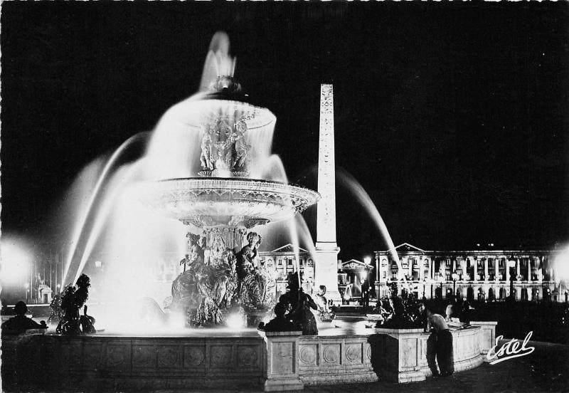 BR12283 paris by Night Place de la Concorde et ses Fontaines real photo france