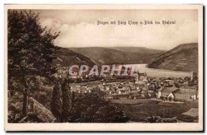 Old Postcard Bingen put Klopp Castle u Blick ins Rheintal