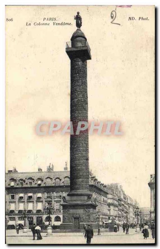 Old Postcard Paris Vendome Column