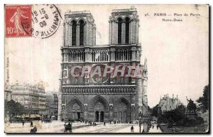 Old Postcard Paris Place du Parvis Notre Dame
