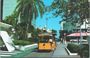 USA Tram Cars Travel Exclusive Lincoln Road Mall Miami Beach Fl Postcard 05.26