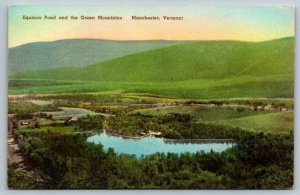 Hand Colored  Manchester  Vermont  Green Mountains  Equinox Pond  Postcard 1942