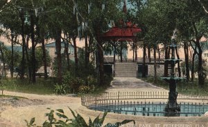 Vintage Postcard 1915 Pavilion in City Park Fountain Saint Petersburg Florida FL