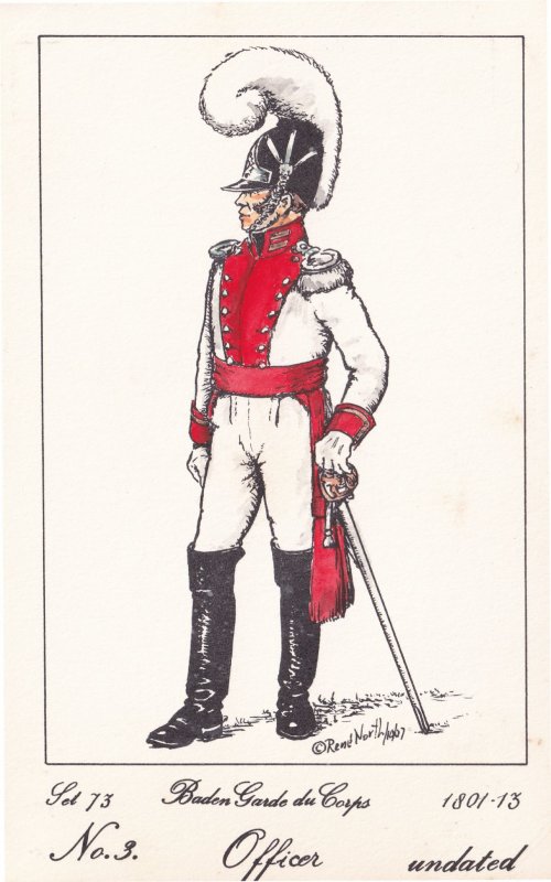 Baden Guard Du Corps French Officer Soldier Napoleonic War Military Postcard