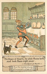 Caldecott Postcard The Knave Of Hearts Stole Tarts Cat Watches C6 Fairy Tales