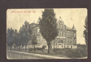 GAS CITY INDIANA WARD SCHOOL BUILDING VINTAGE POSTCARD 1913