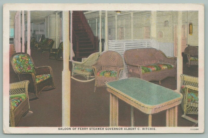 Boats~Ferry Steamer~Governor Albert C Ritchie~Interior~Saloon~Postcard