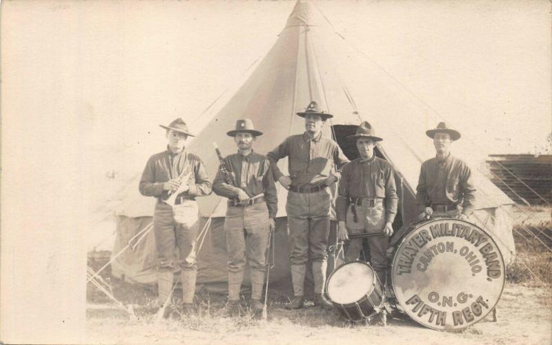 CANTON OHIO~THAYER MILITARY BAND-FIFTH REGIMENT-NATL GUARD-REAL PHOTO  POSTCARD