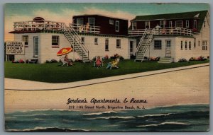 Postcard Brigantine Beach NJ c1940s Jordans Apartments  & Rooms Defunct