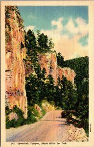 Vtg 1930s Spearfish Canyon Black Hills South Dakota SD Linen Postcard