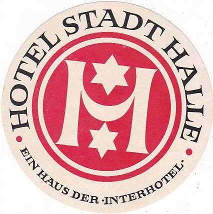 GERMANY HALLE HOTEL STADT HALLE VINTAGE LUGGAGE LABEL