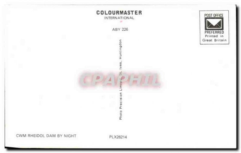 Postcard Old Cwm Rheidol Dam By Night